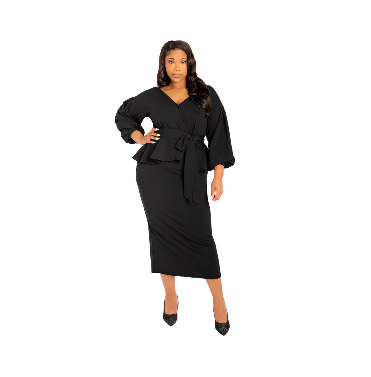 Women's Plus Size Off Shoulder Peplum Midi Dress - Royal blue