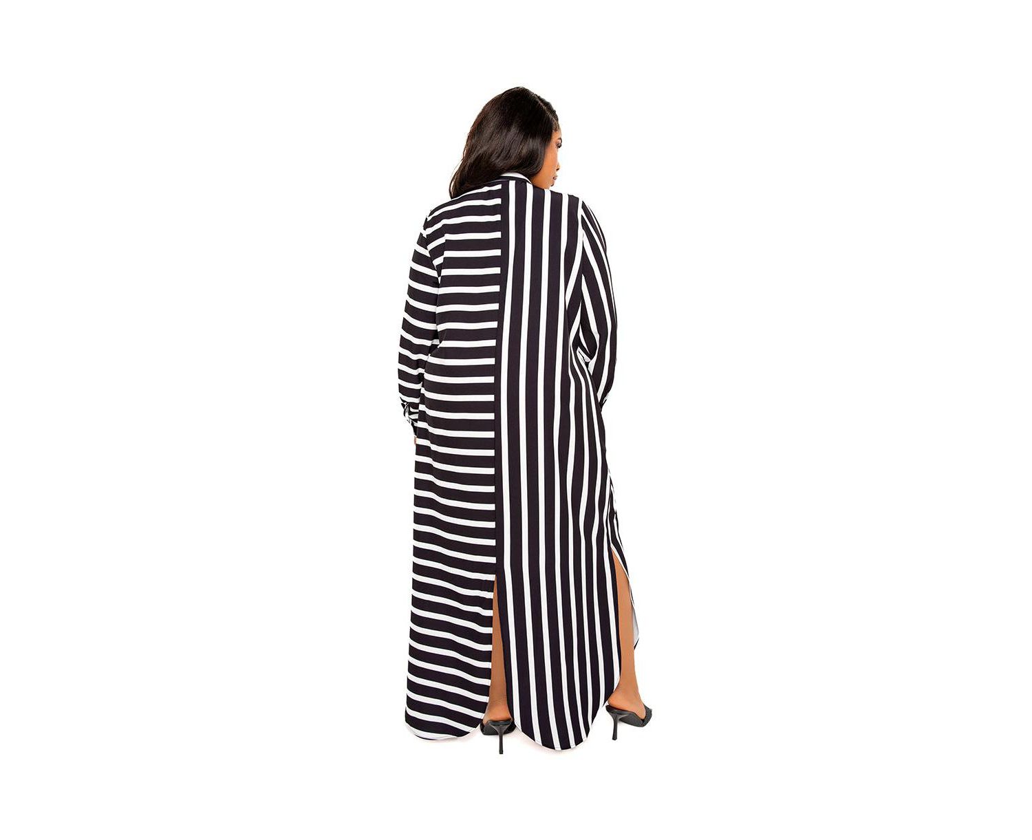 Plus Size Maxi Stripe Maxi Shirt Dress