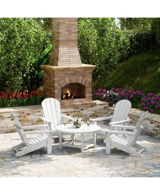 5-Piece HDPE Folding Adirondack Chair Outdoor Patio Conversation Set