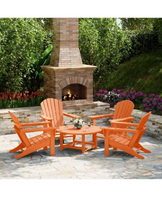 5-Piece Outdoor Patio HDPE Adirondack Chair With Round Coffee Table Conversation Set