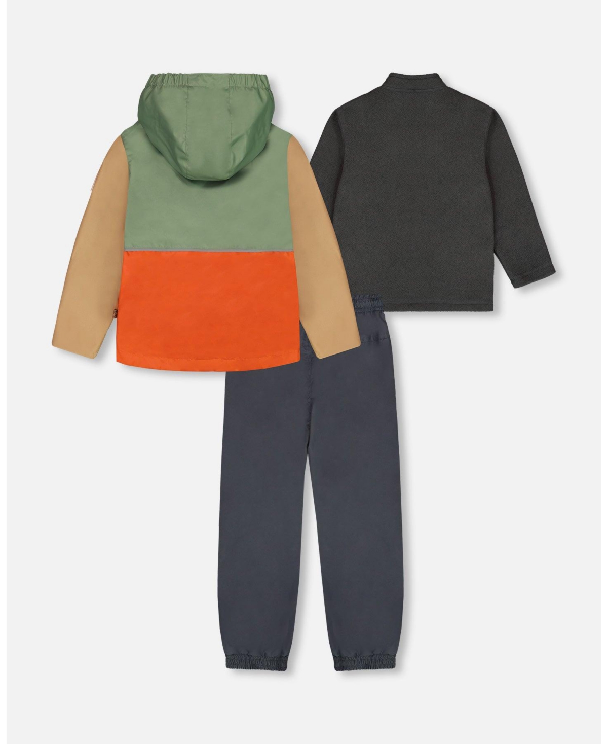 Deux par Deux Big Boys 3-In-1 Mid-Season Outerwear Set Gray, Beige, Orange, And Sage