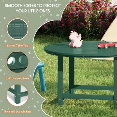 Kids 5-Piece HDPE Outdoor Patio Round Dining Table and Chairs Set