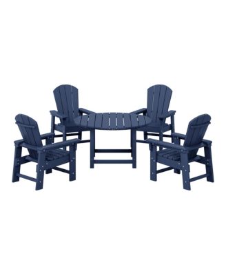 Kids 5-Piece HDPE Outdoor Patio Round Dining Table and Chairs Set