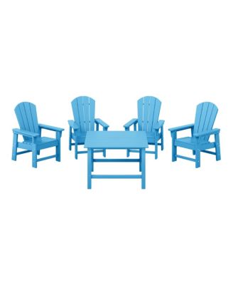 Kids 5-Piece HDPE Outdoor Square Patio Dining Table and Chairs Set