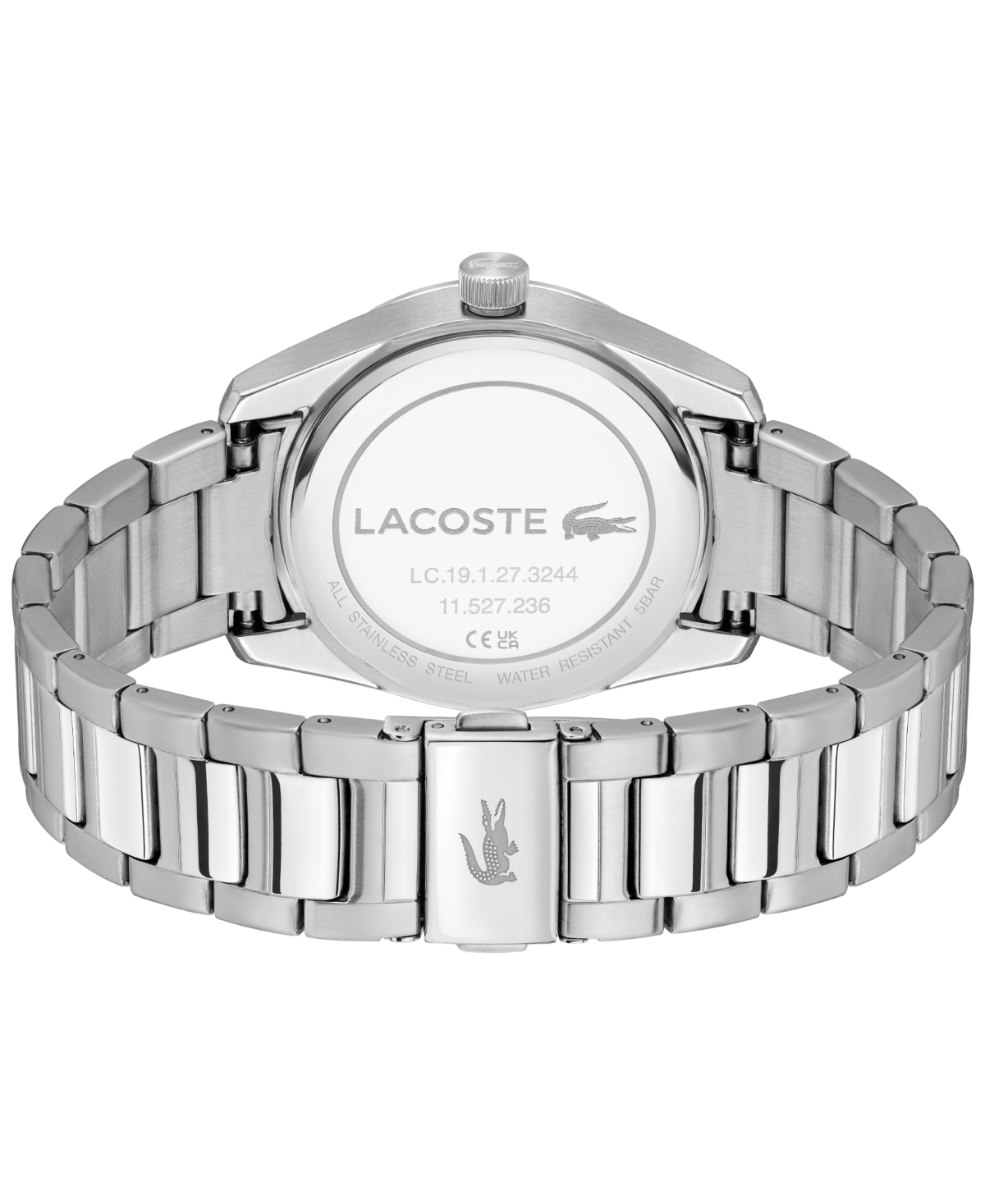Lacoste Men's Boston Silver Tone Stainless Steel Bracelet Watch, 39mm In Navy
