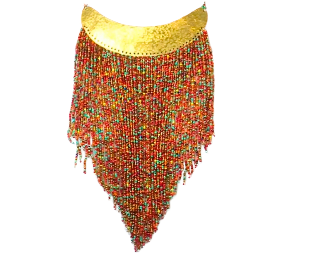 Maasai Necklace- Short - Red-aqua