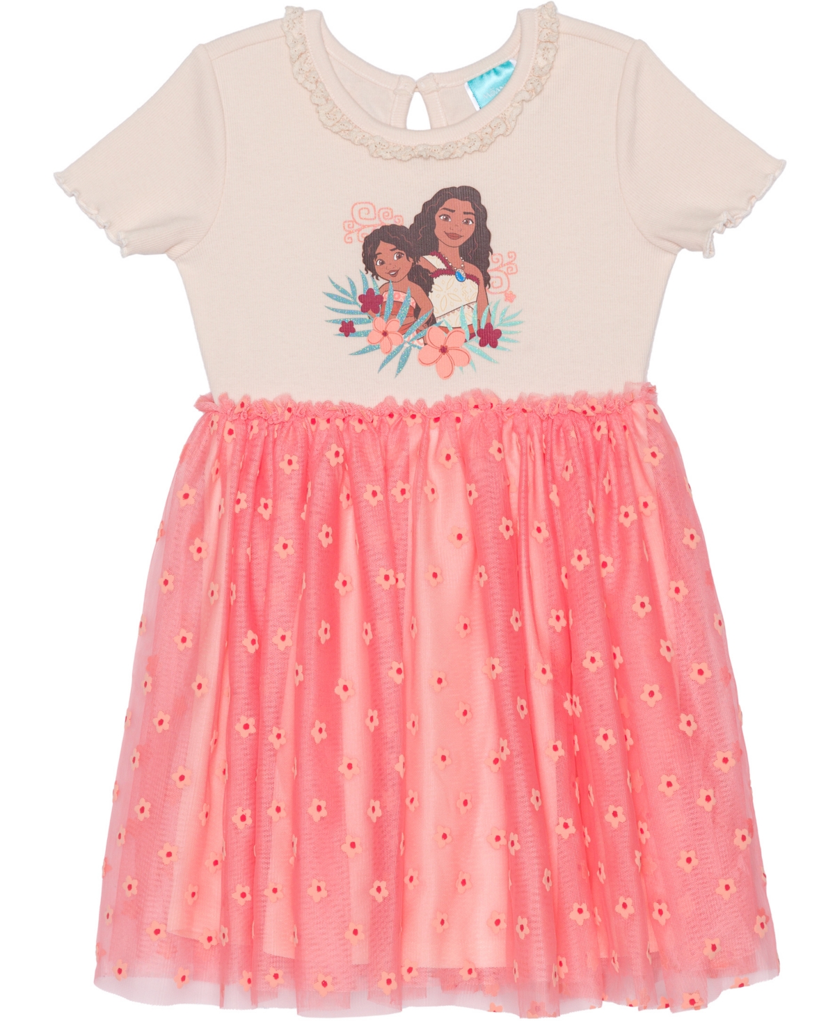 Disney Toddler And Little Girls Short Sleeve Moana Sisters Dress In Beige