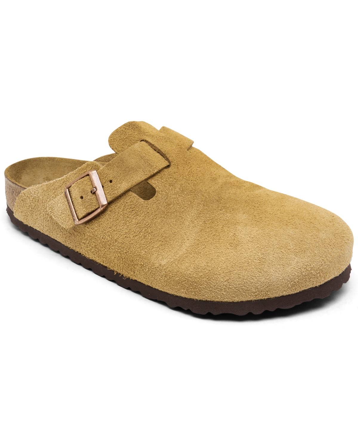 Birkenstock Men's Boston Suede Leather Birko-flor Clogs From Finish Line In Latte Cream