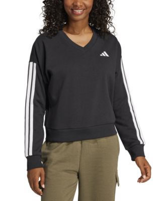adidas - Women's Essentials 3-Stripes French Terry V-Neck Sweatshirt