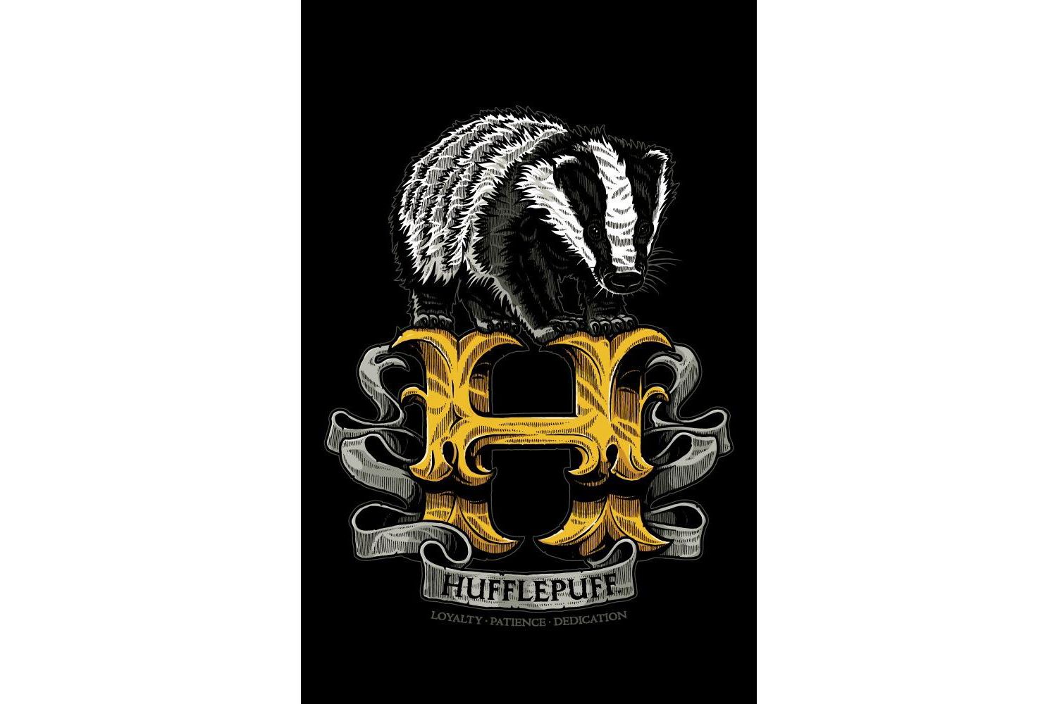 Big & Tall Hufflepuff Badger Black T-shirt-4XL