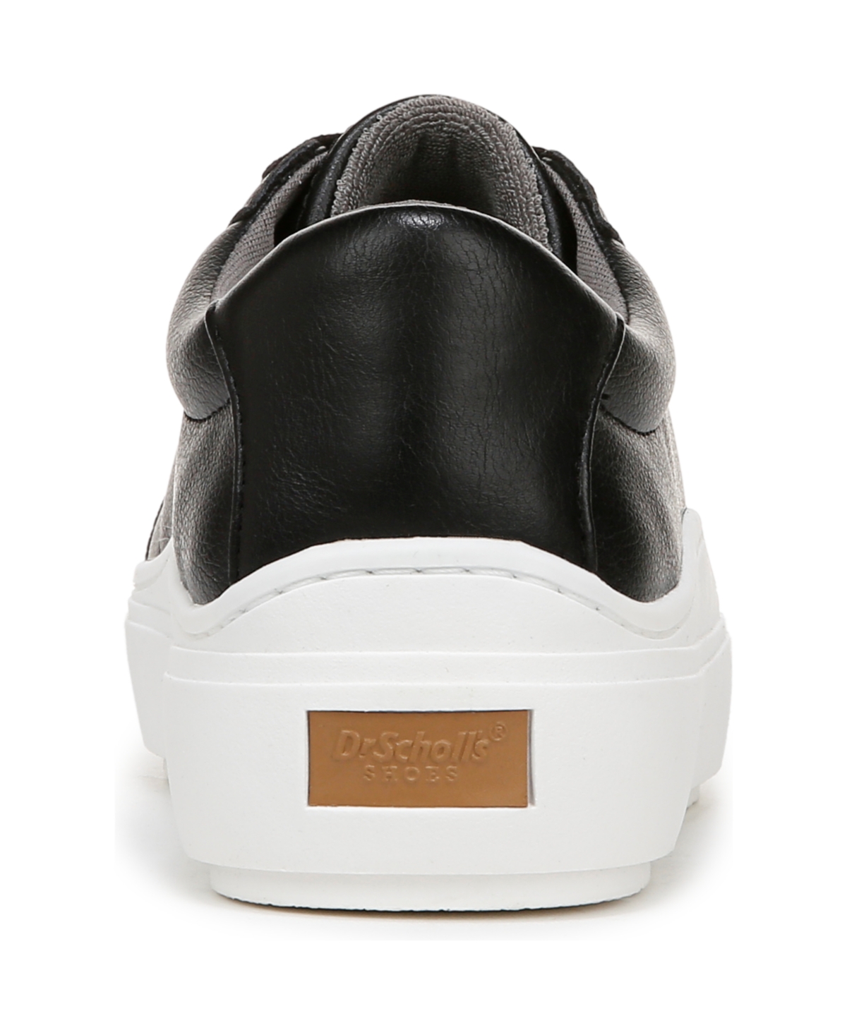 Shop Dr. Scholl's Women's Time Off Lace Up Platform Sneakers In Black,white Faux Leather