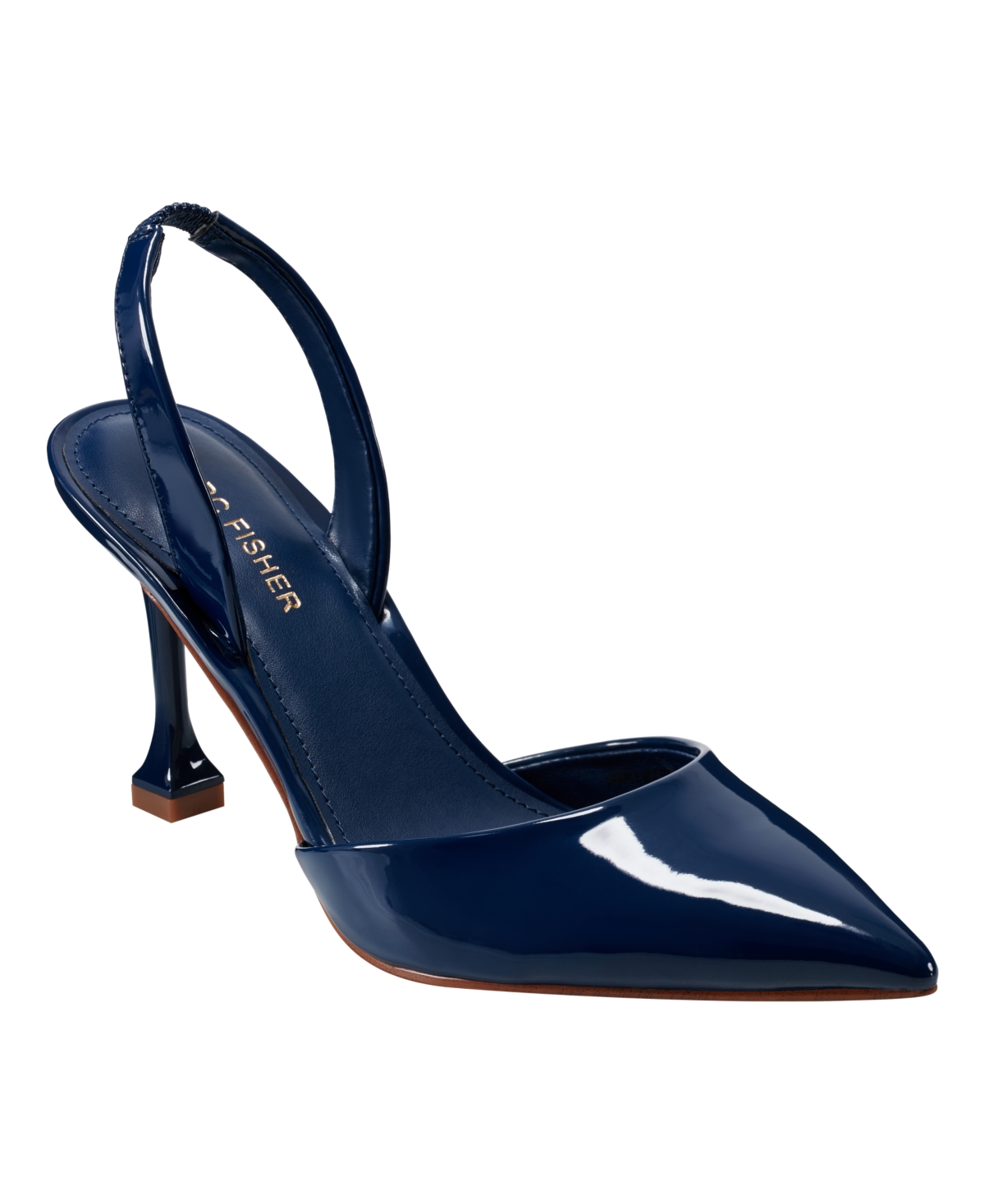 Marc Fisher Women's Hadya Pointy Toe Stiletto Slingback Pumps In Dark Blue Patent
