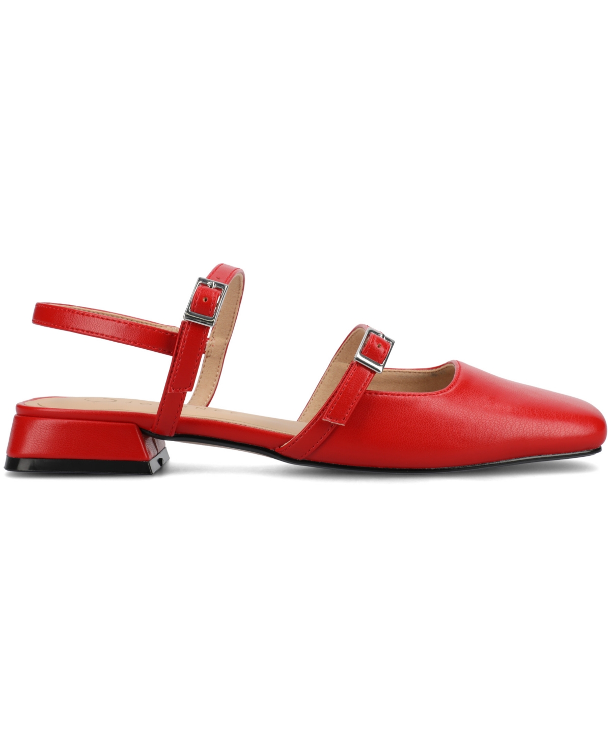 JOURNEE COLLECTION WOMEN'S GRETCHENN MULTI STRAP SQUARE TOE MARY JANE FLATS 