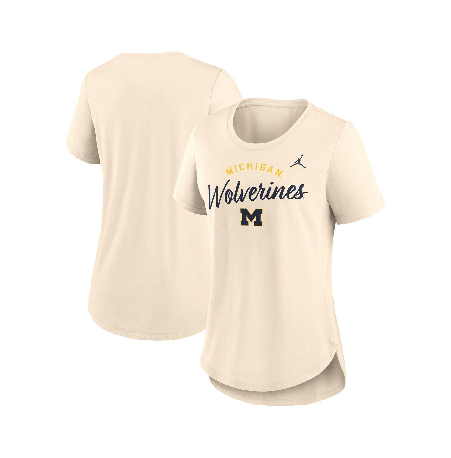 Женская футболка Jordan Cream Michigan Wolverines Script Logo Tri-Blend — фото 1
