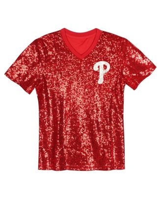 Big Girls Bryce Harper Red Philadelphia Phillies Name Number Sequin V-Neck Top