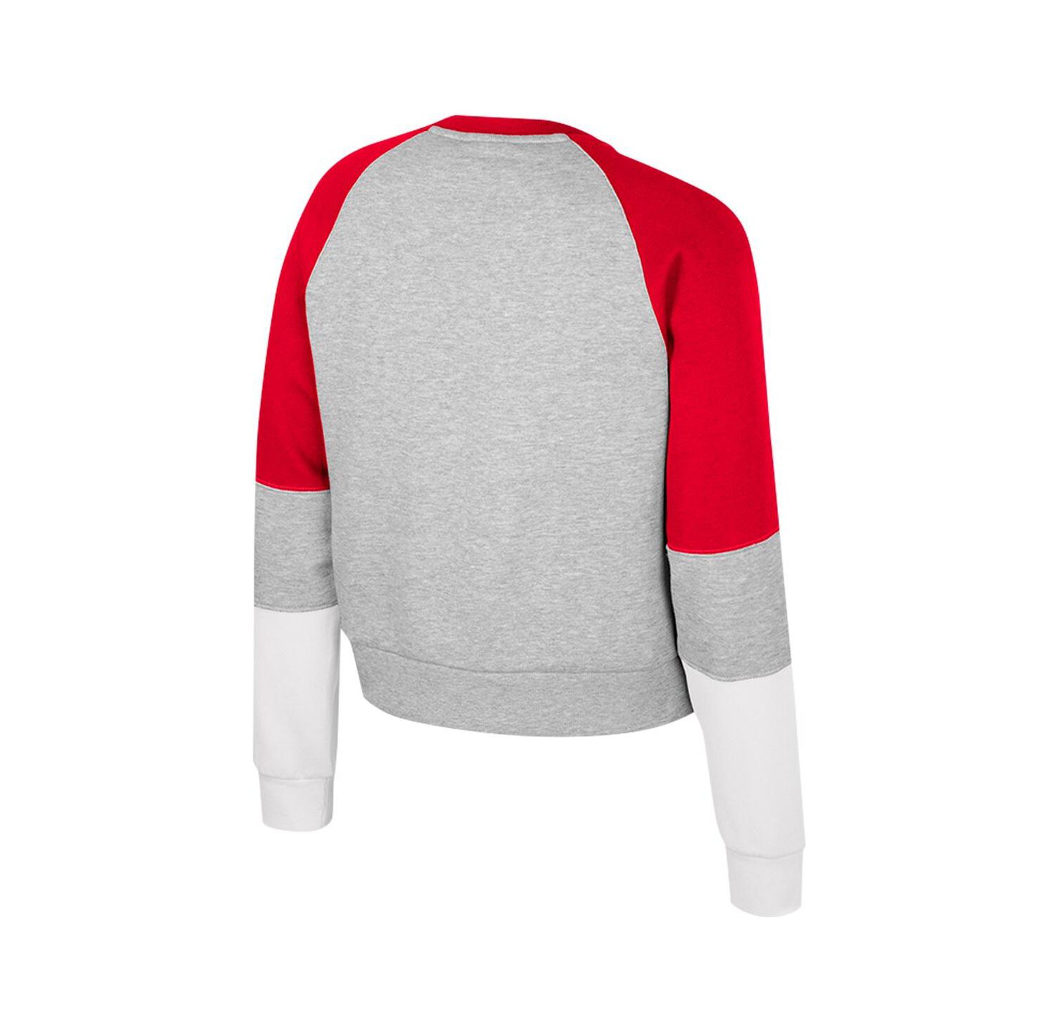 Women's Heather Gray Ohio State Buckeyes Katinka Rhinestone Scoop Neck Pullover Sweatshirt