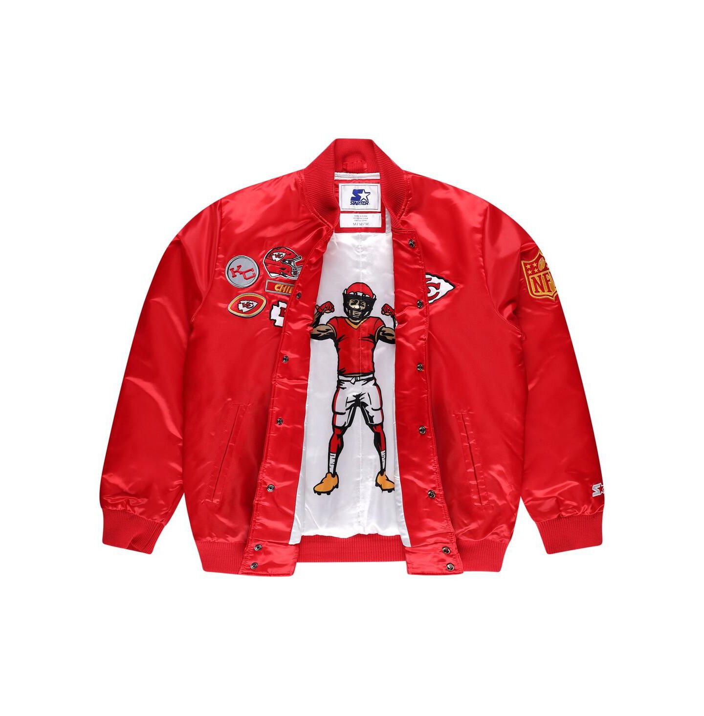 Мужская куртка Starter Red Kansas City Chiefs Exclusive Satin Full-Snap Varsity — фото 4