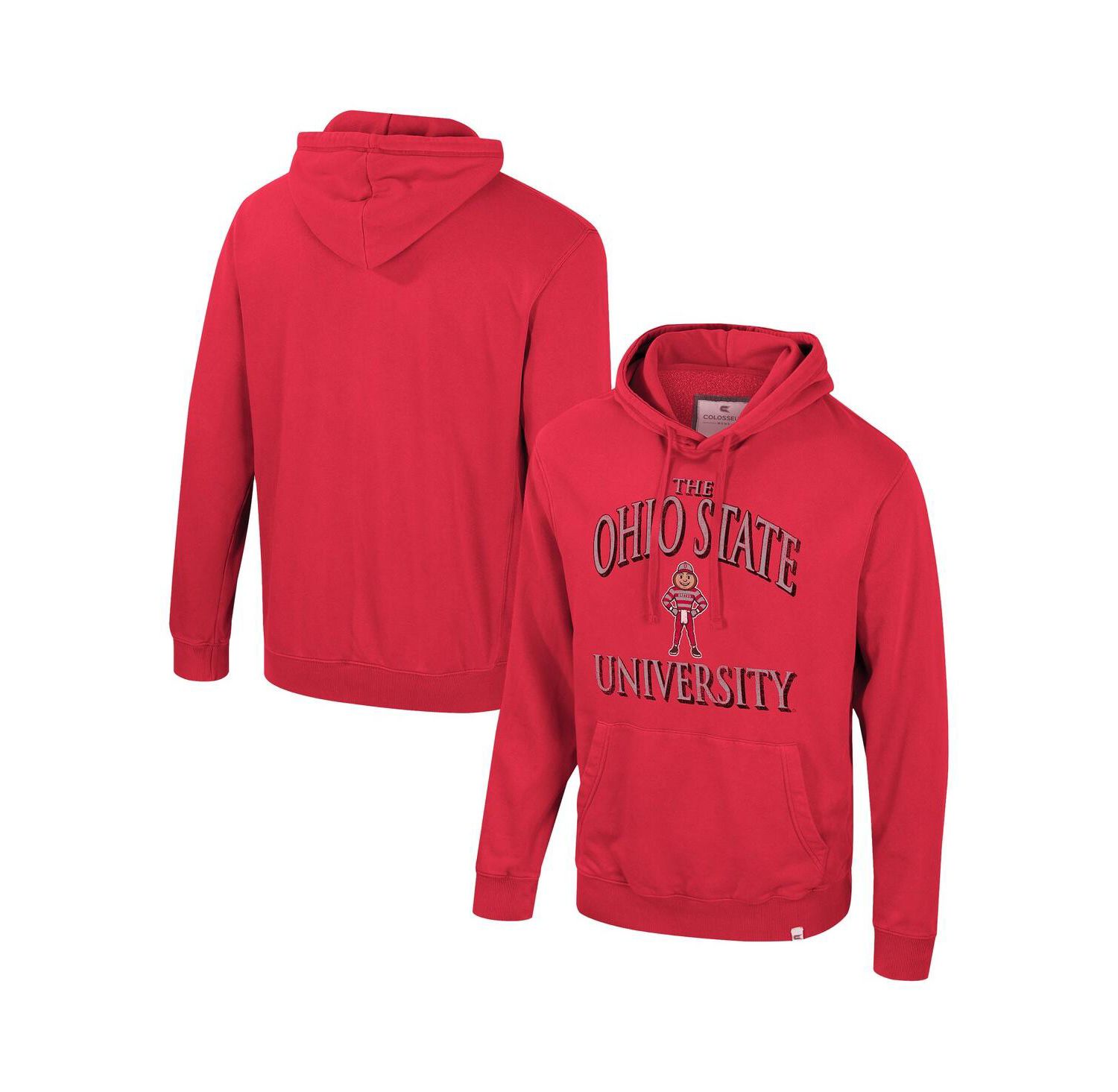 Men's Scarlet Ohio State Buckeyes Big & Tall Cap E-Tan Pullover Hoodie