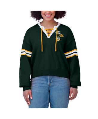 Women's Green Green Bay Packers Lace-Up Pullover Sweatshirt