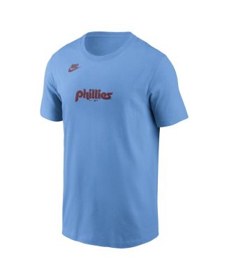 Men's Light Blue Philadelphia Phillies Cooperstown Collection Wordmark T-Shirt