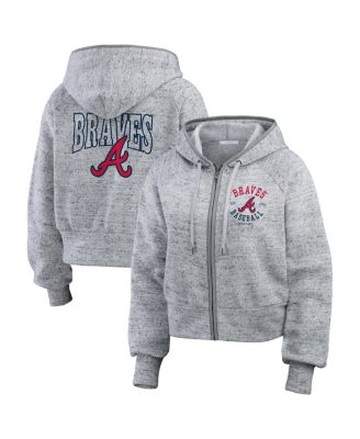 WEAR by Erin Andrews - Women's Heather Gray Atlanta Braves Speckled Fleece Cropped Full-Zip Hoodie
