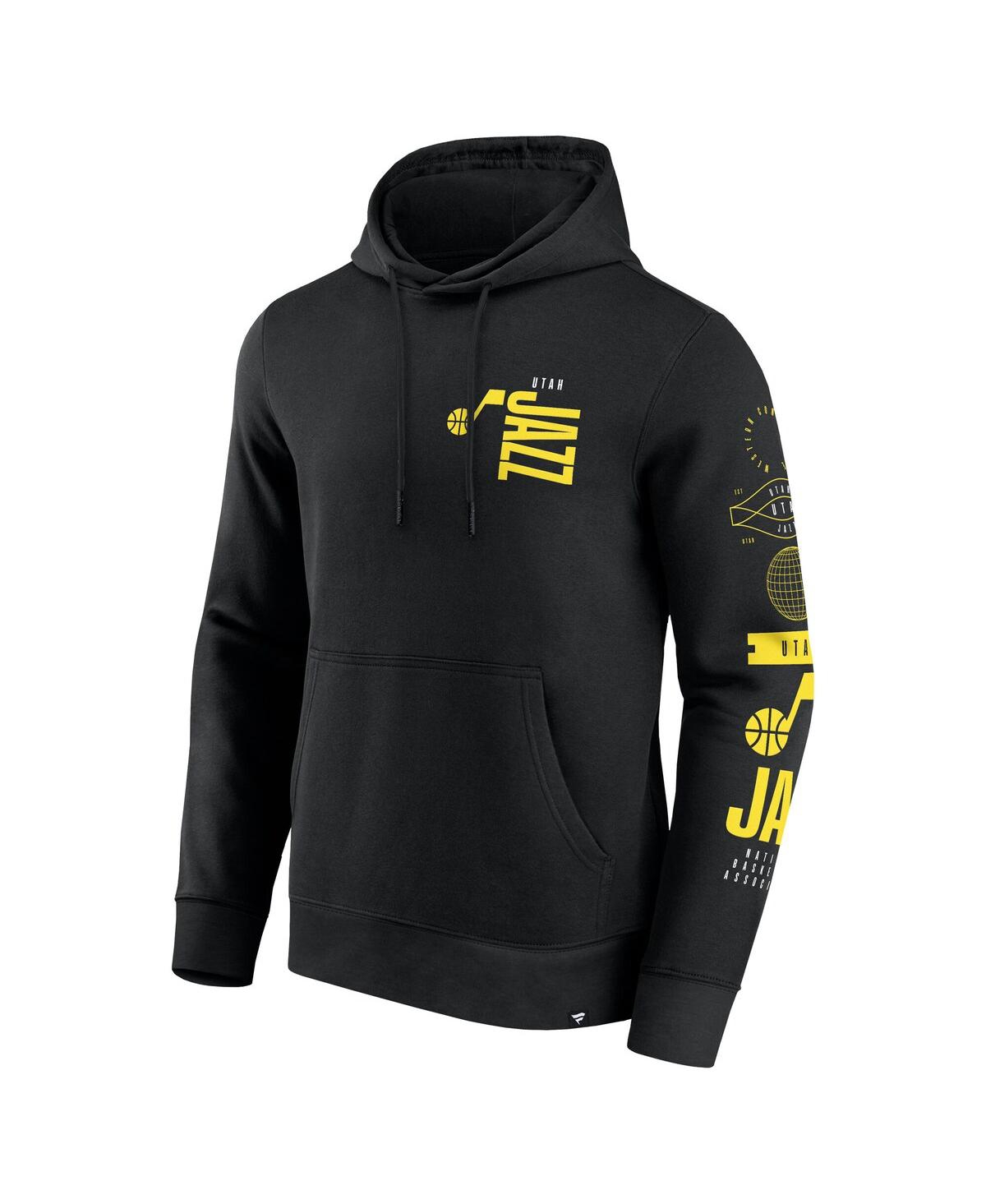 Fanatics Men's Black Utah Jazz Game Time Crossover Pullover Hoodie In Black