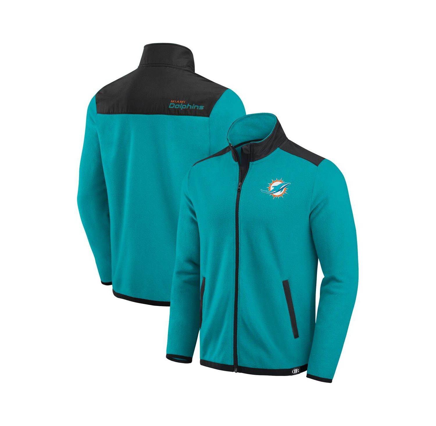 Men's Aqua Miami Dolphins Color Block Polar Fleece Full-Zip Jacket