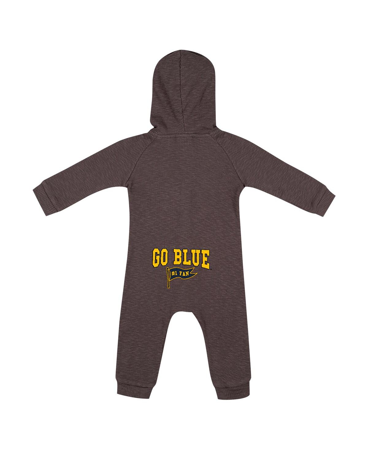 Colosseum Baby Boys And Girls Charcoal Michigan Wolverines Zando-zan Waffle Full-snap Hooded Romper In Charcoal