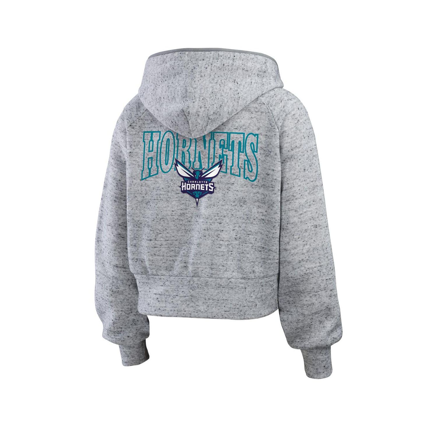Women's Heather Gray Charlotte Hornets Speckled Radiator Full-Zip Hoodie