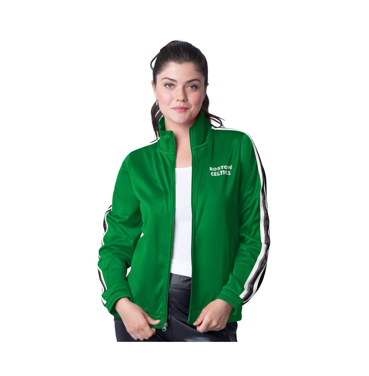 Женская куртка G-III 4Her by Carl Banks Kelly Green/Gray Boston Celtics Rebel Sequin Bling Full-Zip Track Jacket — фото 1