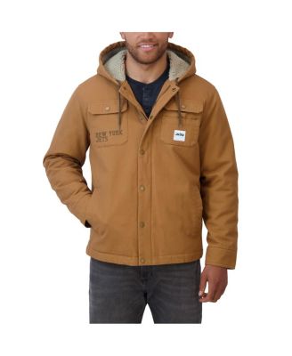 Men's Tan New York Jets Canvas Full-Zip Hoodie Jacket