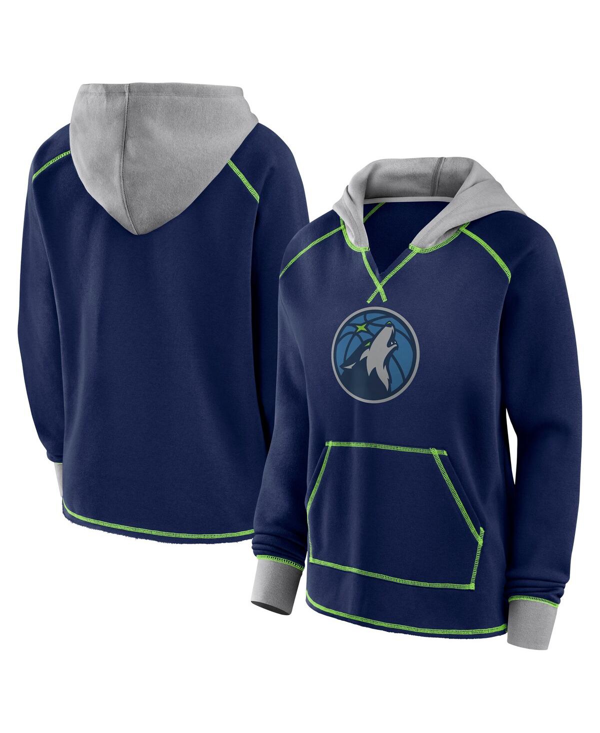 Women's Navy Minnesota Timberwolves Boom Pullover Hoodie - Navy