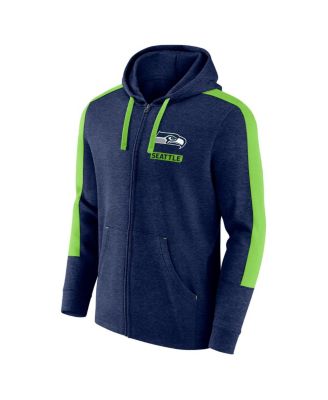 Men's Heather College Navy Seattle Seahawks Gains Full-Zip Hoodie