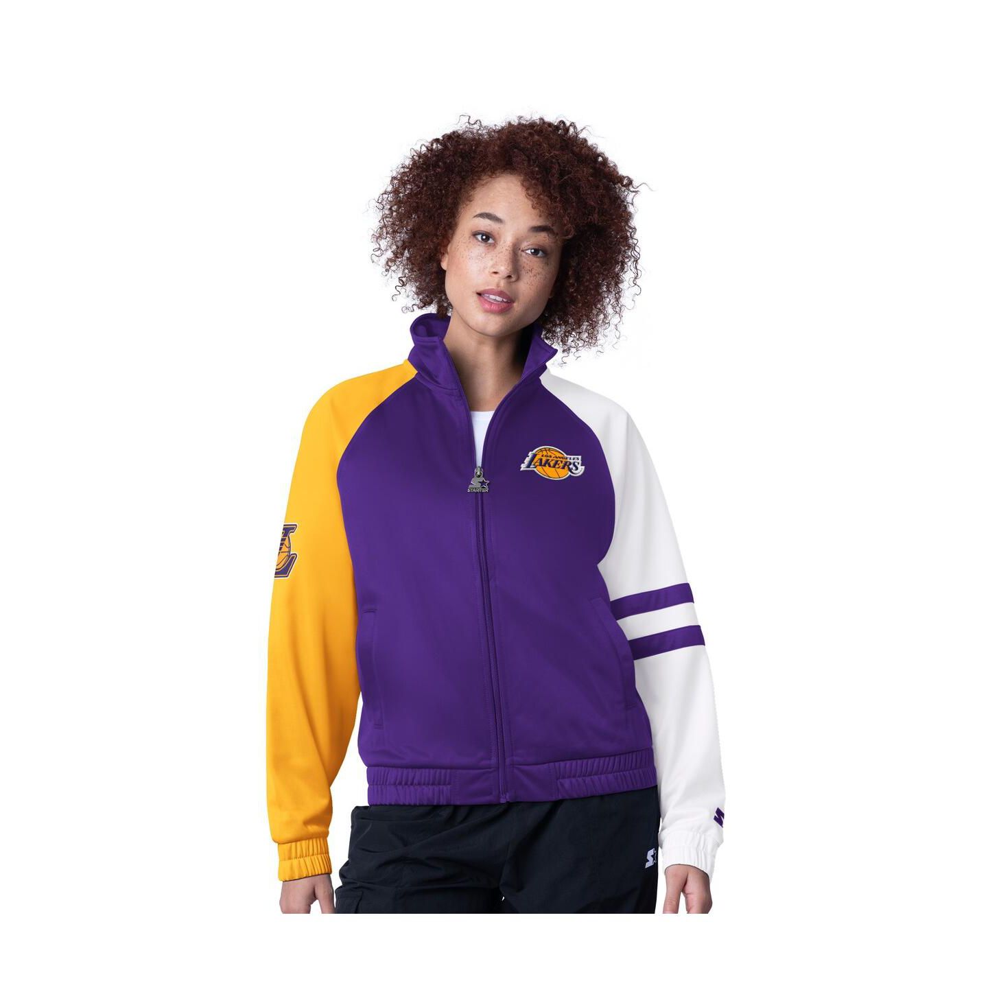 Женская куртка Starter Purple Los Angeles Lakers Line Up Dolman Raglan Full-Zip Track Jacket — фото 1