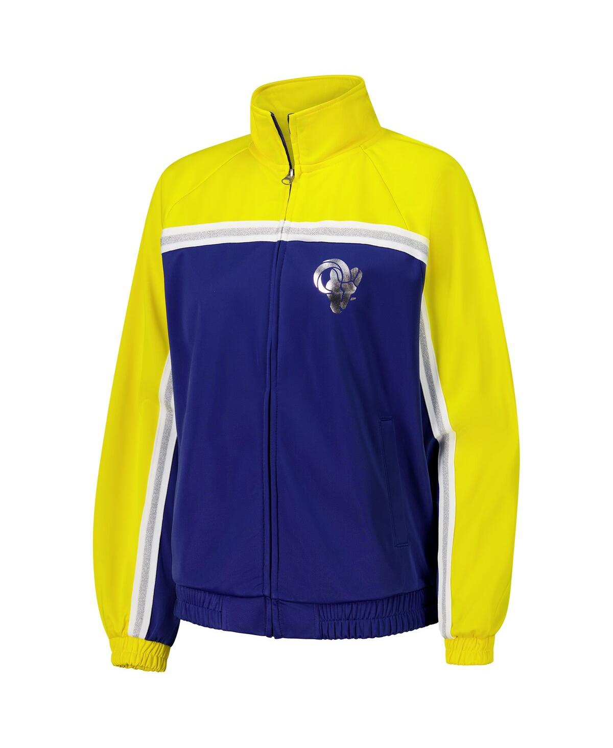 G-III 4HER BY CARL BANKS WOMEN'S ROYAL LOS ANGELES RAMS POST GAME FULL-ZIP TRACK JACKET 