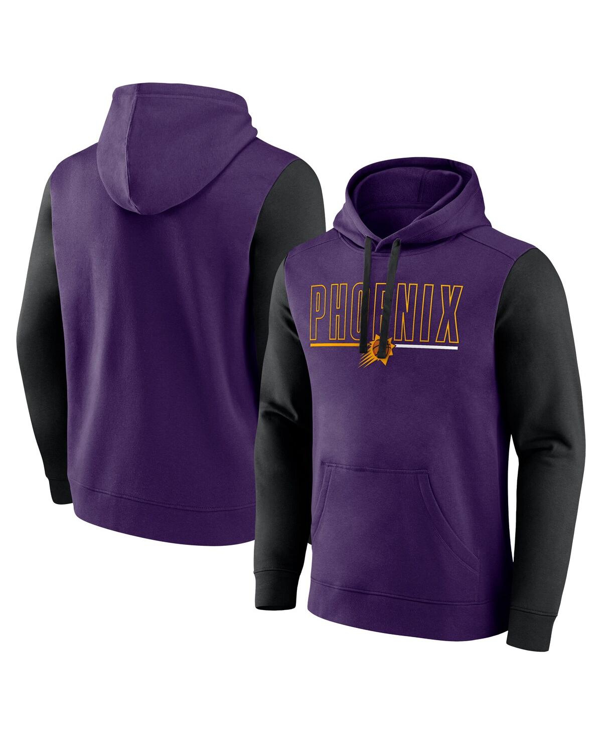 Men's Purple Phoenix Suns Outline Colorblock Pullover Hoodie - Purple