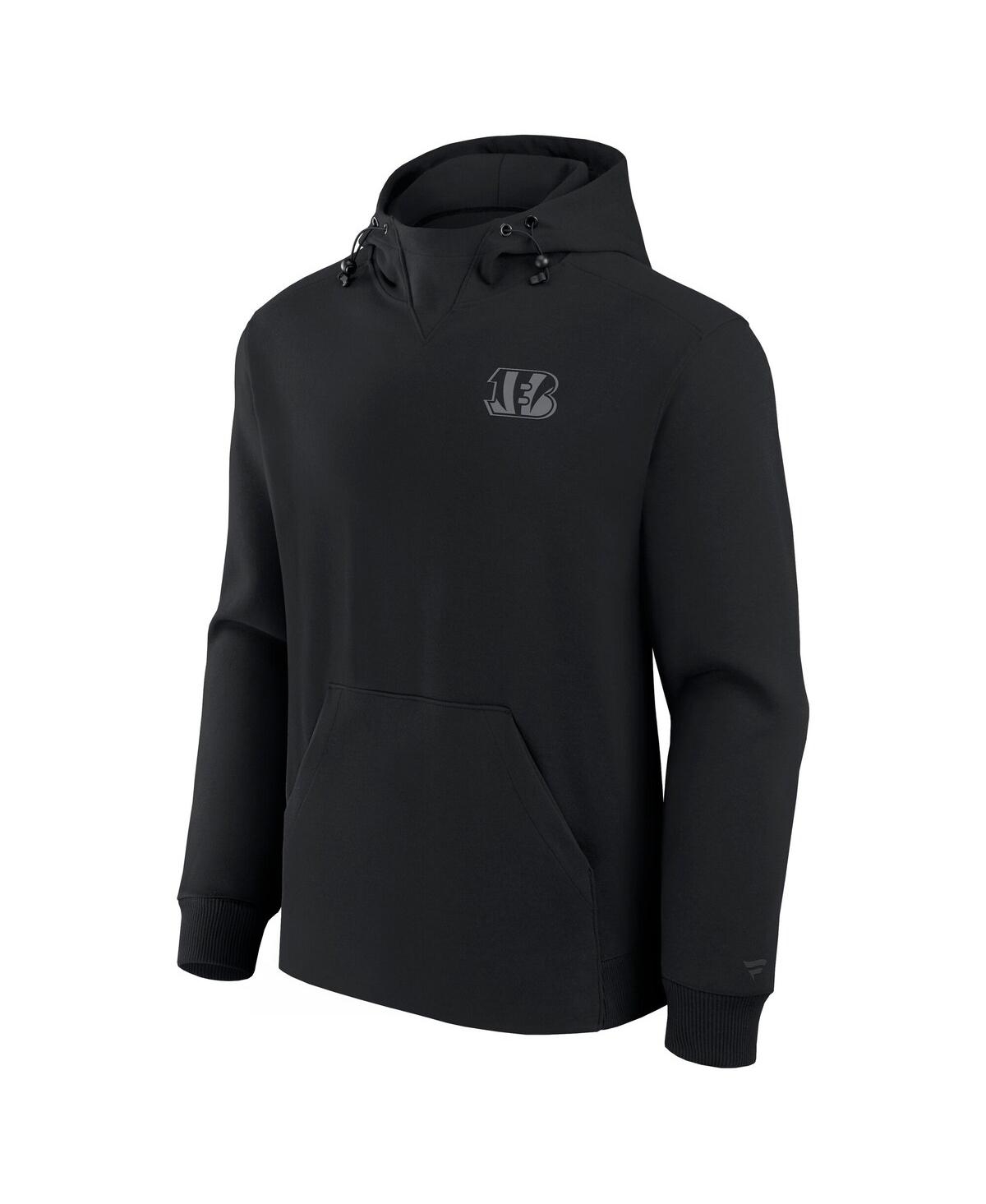 Fanatics Men's And Women's Black Cincinnati Bengals Front Office Tonal Tri-blend Pullover Hoodie In Black