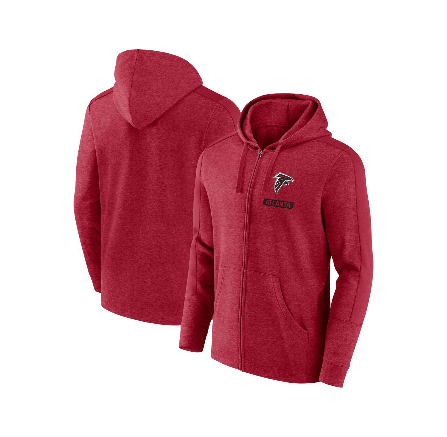 Men's Heather Red Atlanta Falcons Gains Full-Zip Hoodie