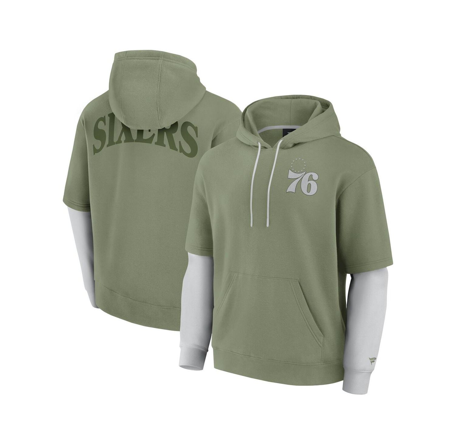 Men's Olive Philadelphia 76ers Elements Sleek Pullover Hoodie