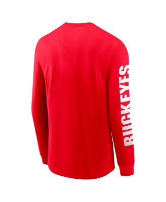 Men's Scarlet Ohio State Buckeyes Basketball Icon Two-Hit Long Sleeve T-Shirt