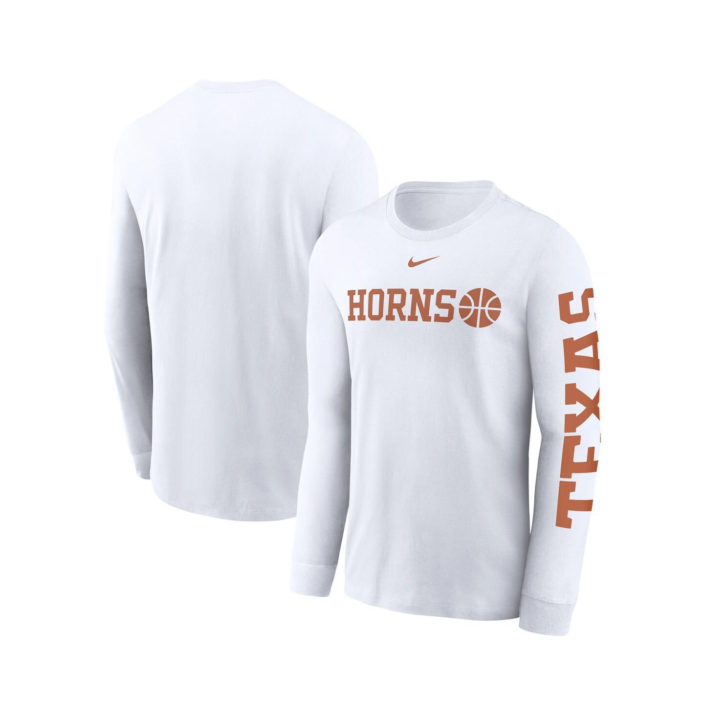 Мужская футболка Nike White Texas Longhorns Basketball Icon Two-Hit Long Sleeve — фото 1
