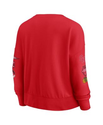 Women's Red Chicago Blackhawks Go Team Pullover Sweatshirt
