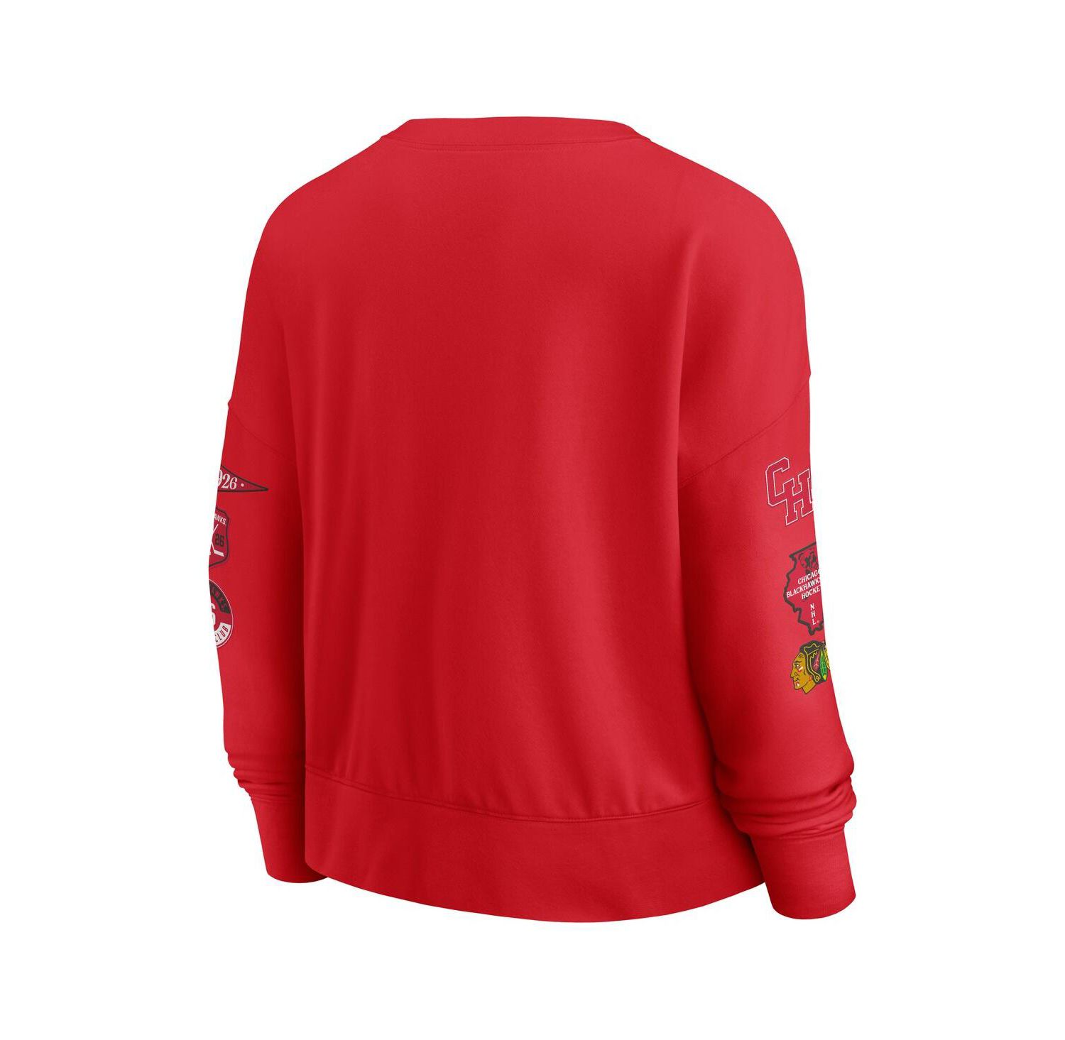 Women's Red Chicago Blackhawks Go Team Pullover Sweatshirt