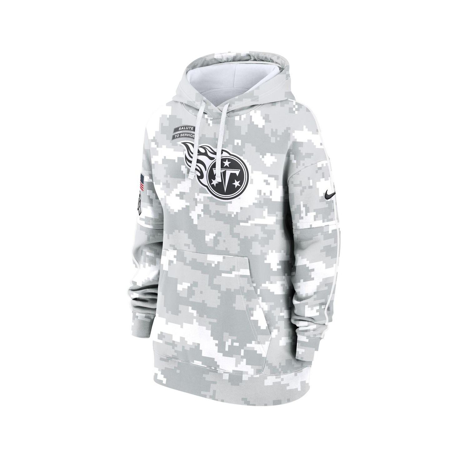 Women's Arctic Camo Tennessee Titans 2024 Salute To Service Club Fleece Oversized Pullover Hoodie