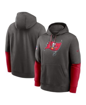 Nike - Men's Pewter/Red Tampa Bay Buccaneers 2024 Sideline Club Pullover Hoodie