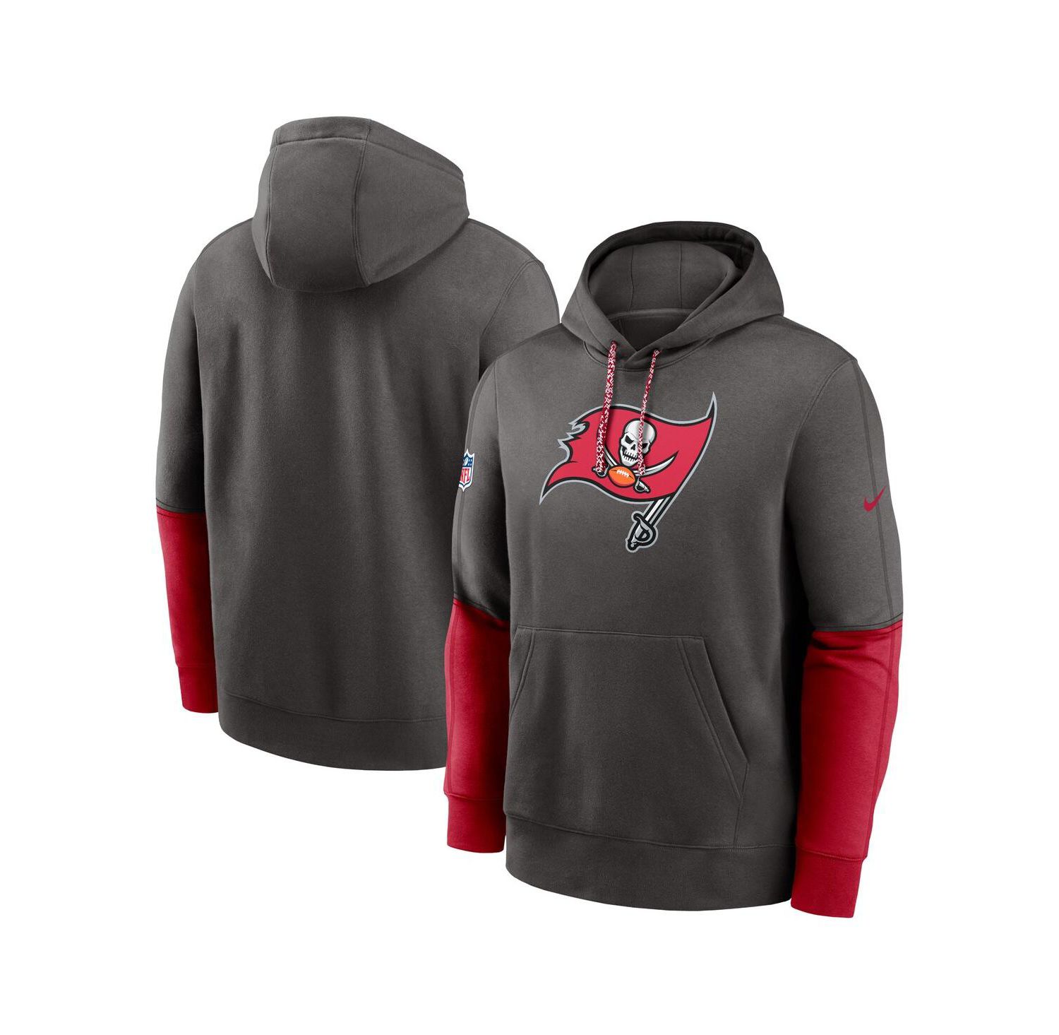 Men's Pewter/Red Tampa Bay Buccaneers 2024 Sideline Club Pullover Hoodie