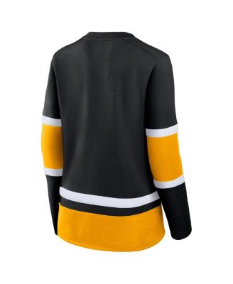 Women's Black Boston Bruins Prime Time Lace-Up Long Sleeve T-Shirt