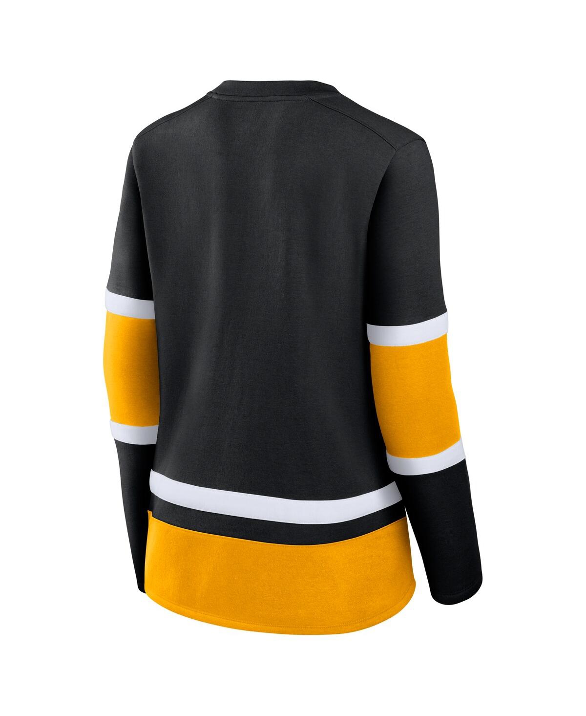 Fanatics Women's Black Boston Bruins Prime Time Lace-up Long Sleeve T-shirt In Black,gold