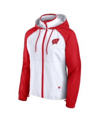 Women's White Wisconsin Badgers Full-Zip Anorak Hoodie Jacket