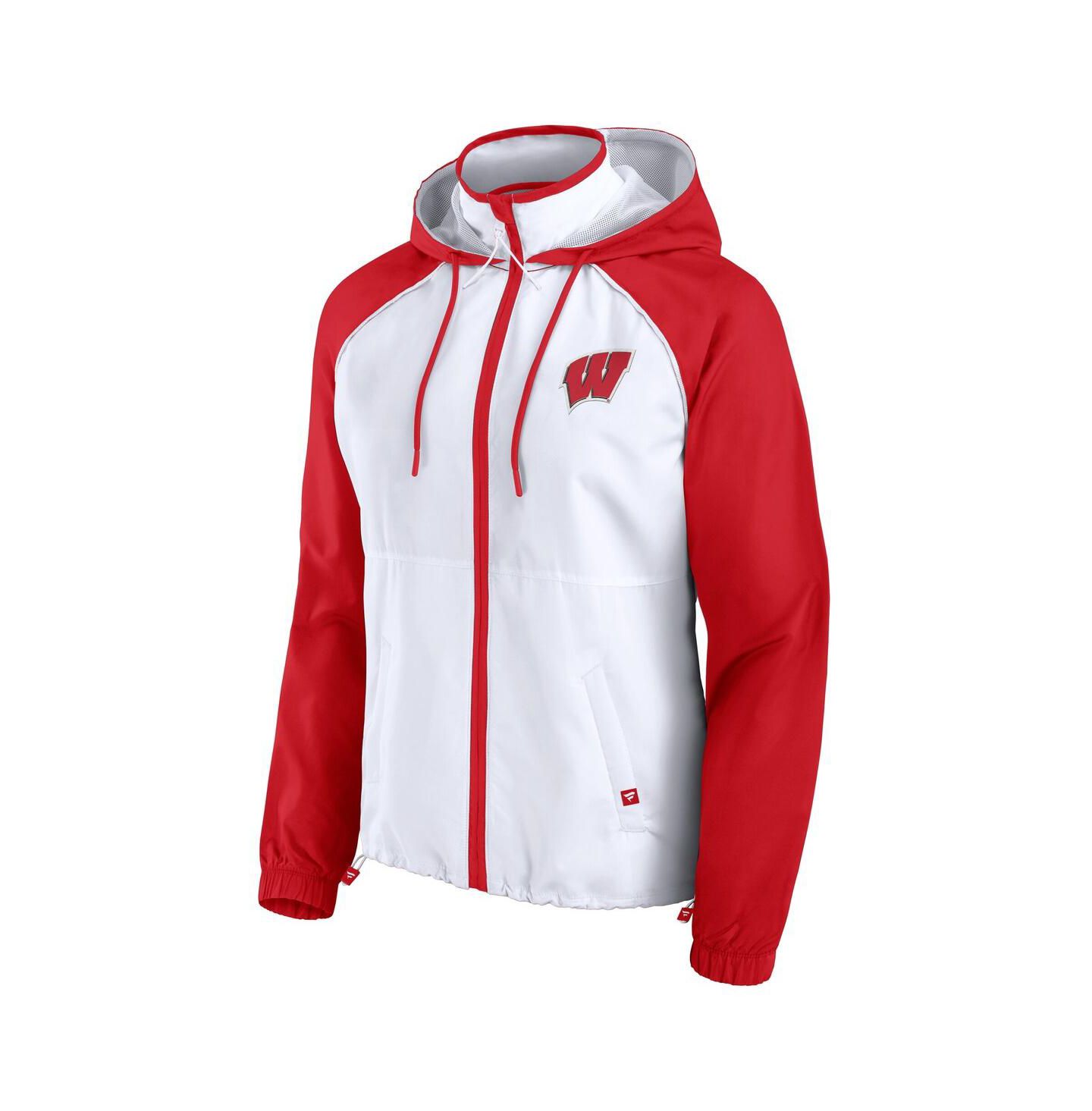 Женская куртка Fanatics White Wisconsin Badgers Full-Zip Anorak Hoodie Jacket — фото 3